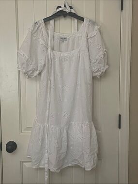 White Eyelet Puff Sleeve Mini Dress Olivia James